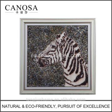 CANOSA Shell mano engarving de caballos 3D cabeza pared cuadro con marco de madera